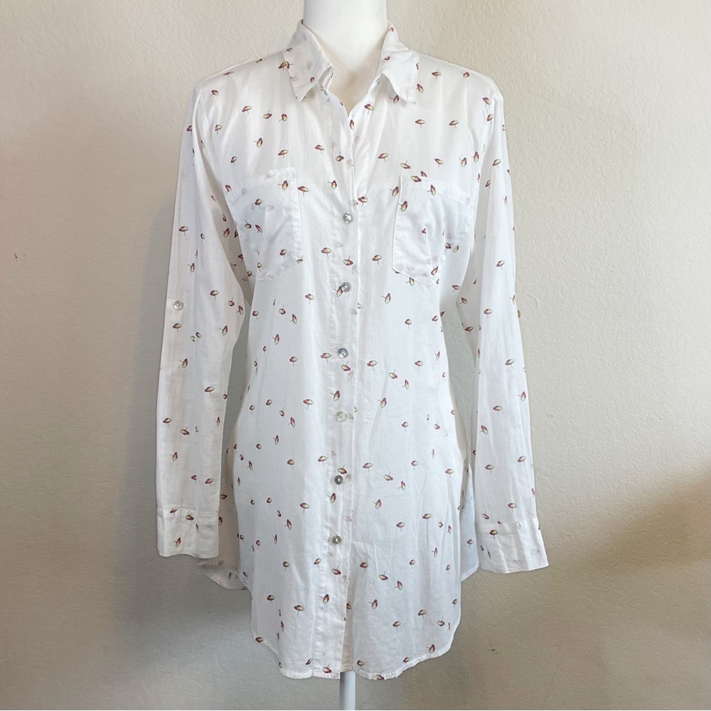 4Our Dreamers 100% Cotton White Rainbow Beach Umbrella Print Shirt Size Large